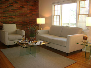 Brick Wall Living Room After