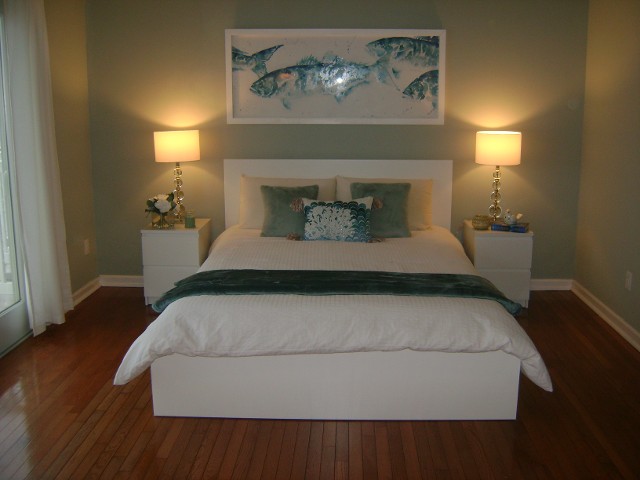 Bedroom with White Bed and Two Nightstands